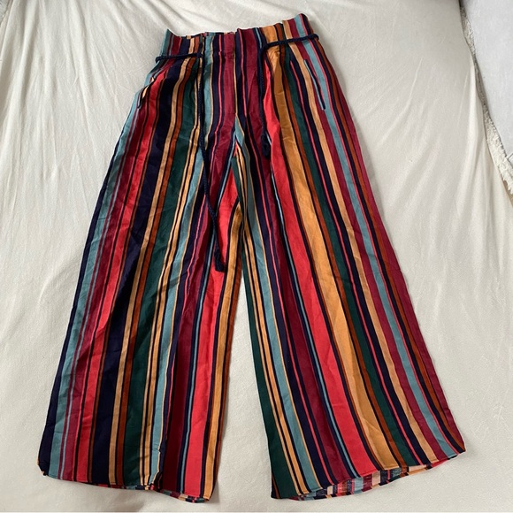 NWT Farm Rio Augustine Striped Linen Wide Leg Pants Medium - Picture 4 of 8